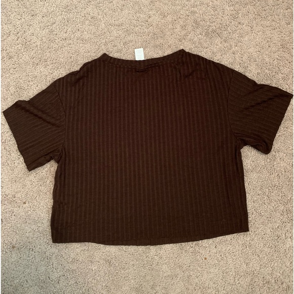 Size XS brown H&M ribbed women’s top (slightly cropped) - Picture 2 of 3